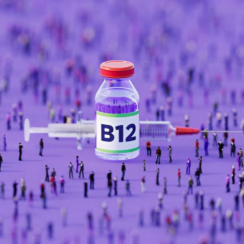 Close-up of a Vitamin B12 injection being administered in a clinical setting to boost energy and wellness