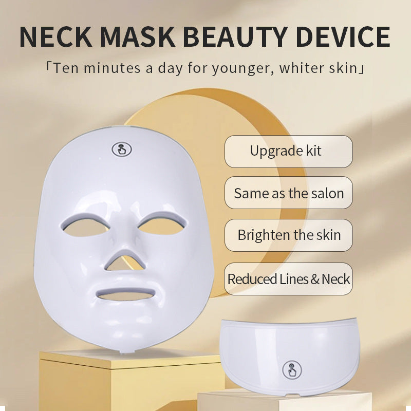 LED 7-Color Light Therapy Face & Neck Mask – Skin Brightening, Smoothing & Anti-Aging Beauty Device