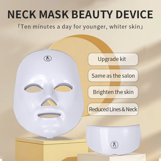 LED 7-Color Light Therapy Face & Neck Mask – Skin Brightening, Smoothing & Anti-Aging Beauty Device