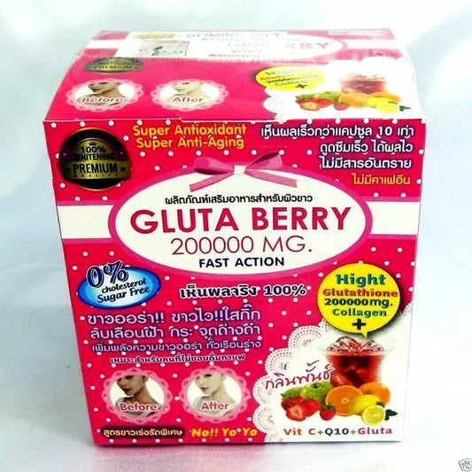 Gluta Berry 200000 MG Skin Whitening Drink Anti Acne Wrinkle Aging Drink Sachets