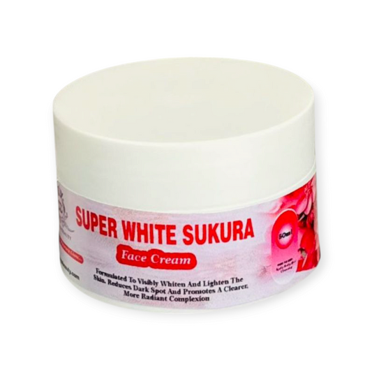 Super White Sukura Face Cream jar on a white background