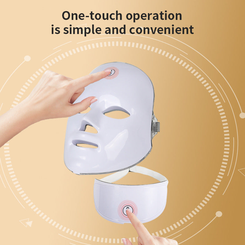 LED 7-Color Light Therapy Face & Neck Mask – Skin Brightening, Smoothing & Anti-Aging Beauty Device